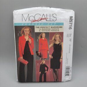 McCalls M5716 Sewing Pattern Misses Lined Jacket Dress Top Pant Size 16-22 UNCUT